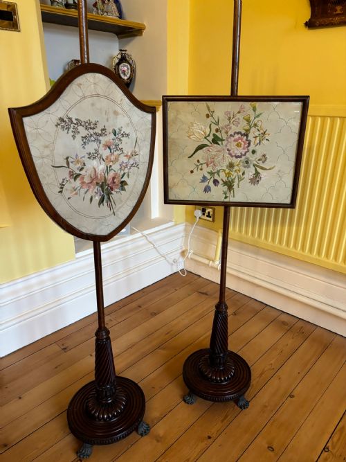 PAIR OF 19THC MAHOGANY POLE SCREENS - ADDITIONAL PHOTO 2
