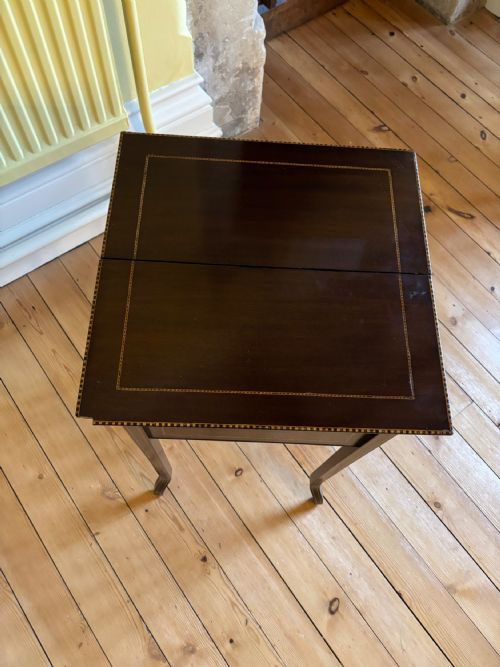 EDWARDIAN MAHOGANY AND INLAID WORK BOX SEWING TABLE - ADDITIONAL PHOTO 2
