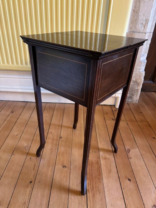 EDWARDIAN MAHOGANY AND INLAID WORK BOX SEWING TABLE - ADDITIONAL PHOTO 4