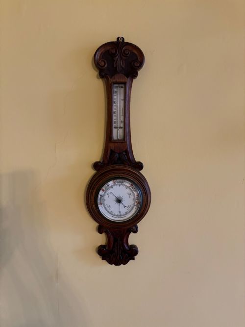 Late Victorian Oak Aneroid Barometer
