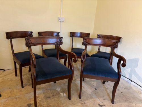 A Set of Six Regency Mahogany Dining Chairs