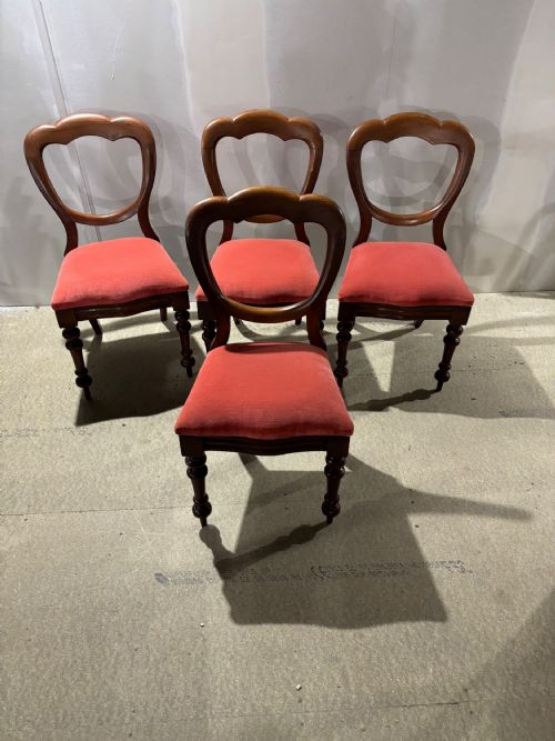A Set of Four Victorian Balloon Back Mahogany Dining Chairs
