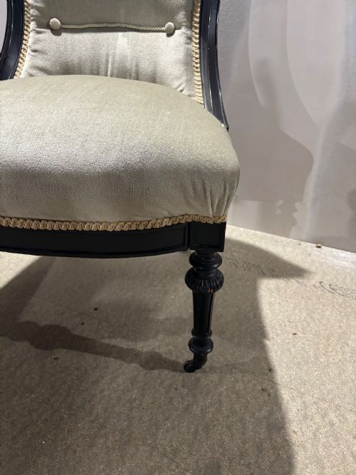 AN EBONISED VICTORIAN LADIES CHAIR - ADDITIONAL PHOTO 2