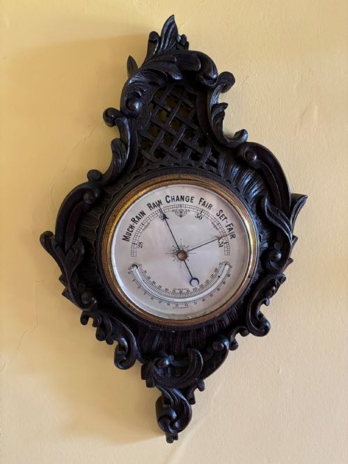 Late Victorian Oak Aneroid Barometer