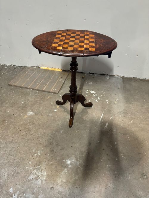 A Small Victorian Drop Leaf Walnut Games Table