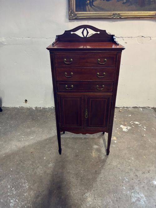 Edwardian Mahogany and Inlaid Music Cabinet