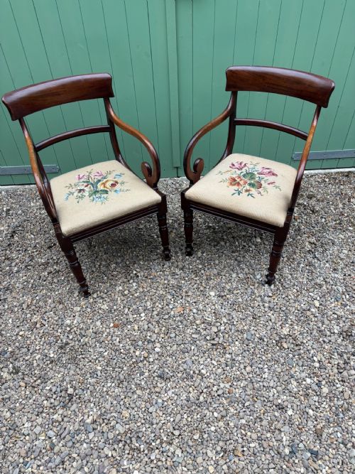 A Pair of William 1v Mahogany Carver Chairs