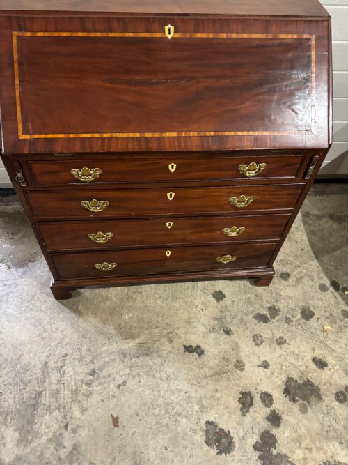 A GEORGE LLL MAHOGANY AND INLAID BUREAU - ADDITIONAL PHOTO 1