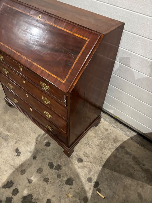 A GEORGE LLL MAHOGANY AND INLAID BUREAU - ADDITIONAL PHOTO 3