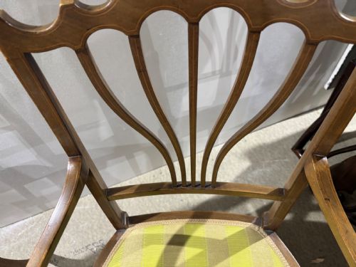 A SET OF FOUR EDWARDIAN MAHOGANY AND STRING INLAID SALON CHAIRS - ADDITIONAL PHOTO 3