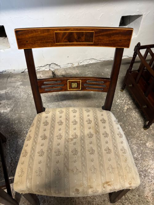 A SET OF THREE GEORGIAN BRASS AND SATINWOOD INLAID CHAIRS - ADDITIONAL PHOTO 1