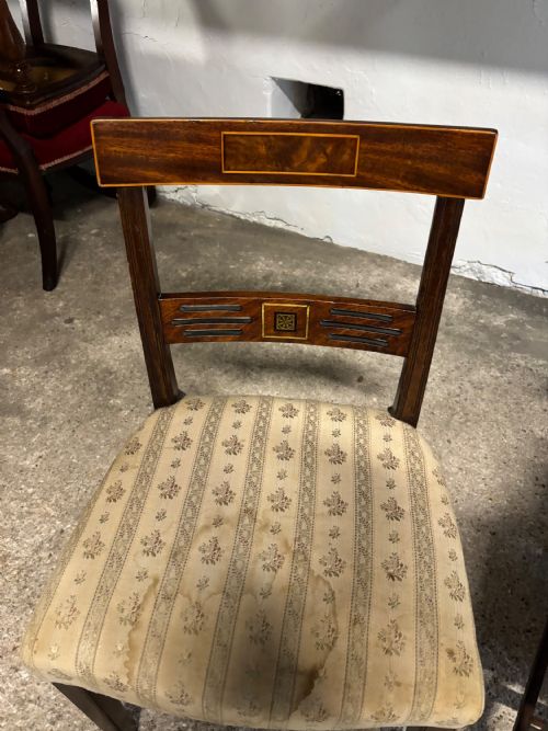 A SET OF THREE GEORGIAN BRASS AND SATINWOOD INLAID CHAIRS - ADDITIONAL PHOTO 2