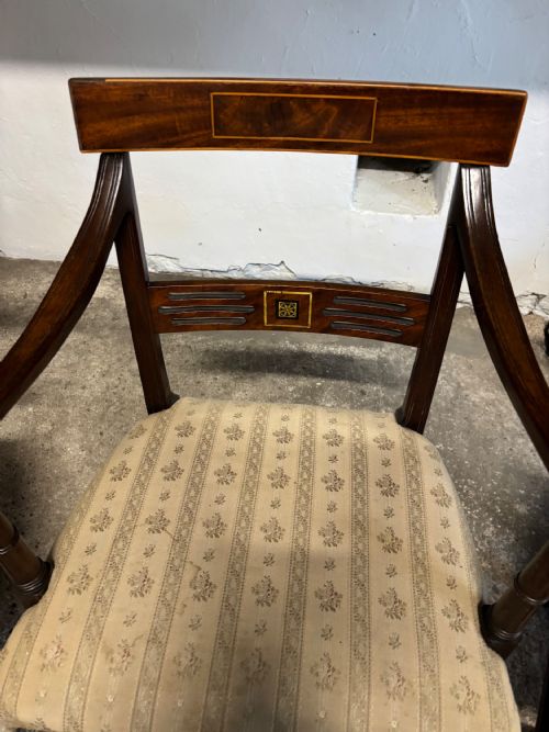 A SET OF THREE GEORGIAN BRASS AND SATINWOOD INLAID CHAIRS - ADDITIONAL PHOTO 3