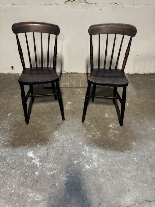 A SET OF SIX VICTORIAN ASH AND ELM STICK BACK KITCHEN DINING CHAIRS - ADDITIONAL PHOTO 3