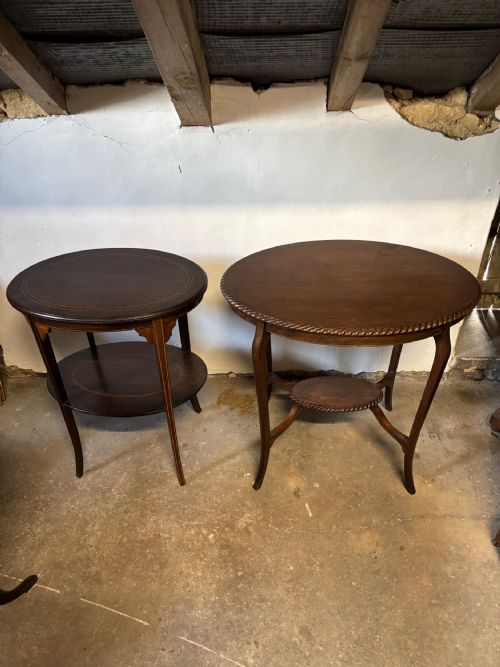 Two Edwardian Oval Mahogany Window/Occasional Tables