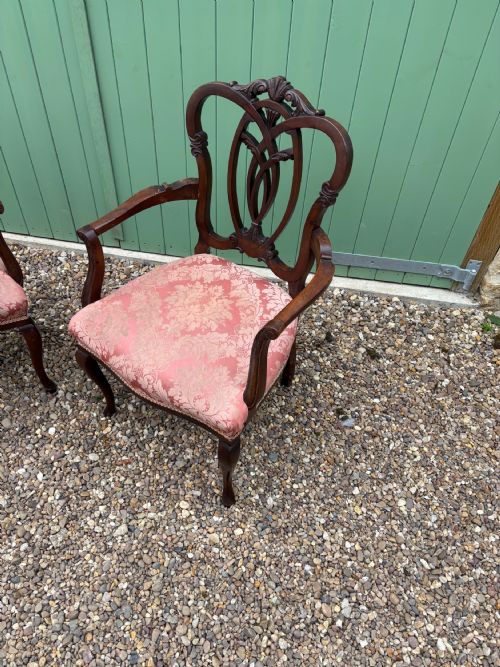 A PAIR OF LATE VICTORIAN ARMCHAIRS - ADDITIONAL PHOTO 2