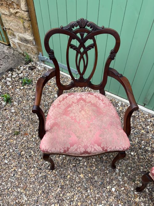 A PAIR OF LATE VICTORIAN ARMCHAIRS - ADDITIONAL PHOTO 4