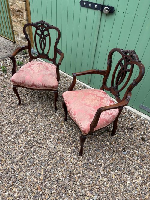 A PAIR OF LATE VICTORIAN ARMCHAIRS - ADDITIONAL PHOTO 1