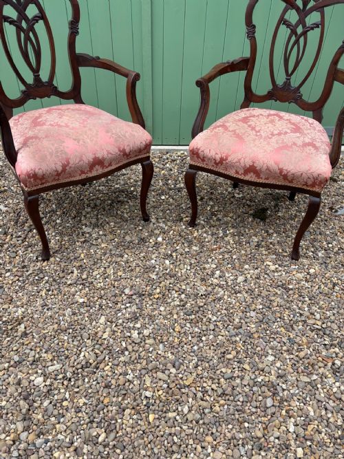 A PAIR OF LATE VICTORIAN ARMCHAIRS - ADDITIONAL PHOTO 3