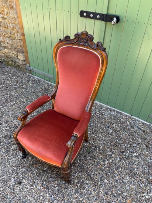 A VICTORIAN OAK OPEN ARM ARMCHAIR - ADDITIONAL PHOTO 1