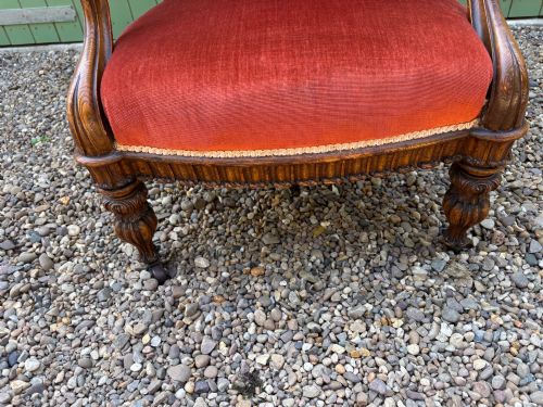 A VICTORIAN OAK OPEN ARM ARMCHAIR - ADDITIONAL PHOTO 3