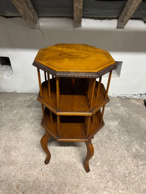 An Edwardian Satinwood and Inlaid Revolving Bookcase