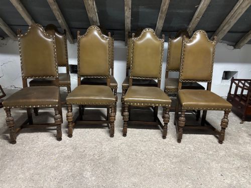 A Set of Eight Oak 17thc Style Dining Chairs