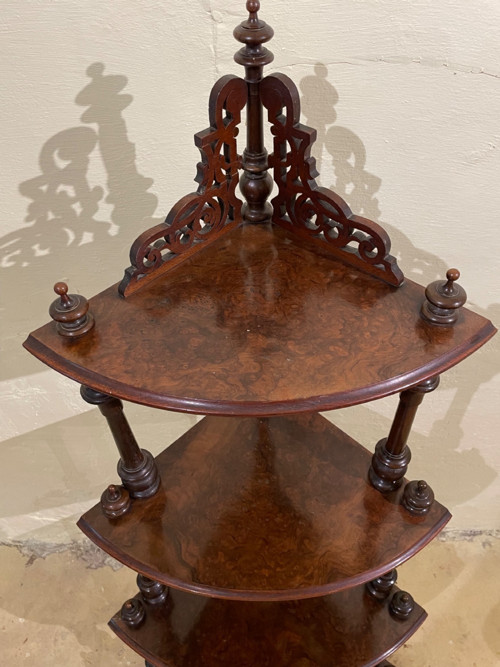 Victorian figured walnut whatnot