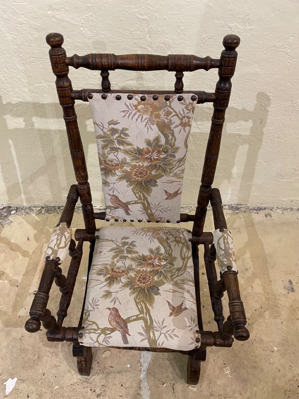 Late 19th.c walnut American Childs rocking chair