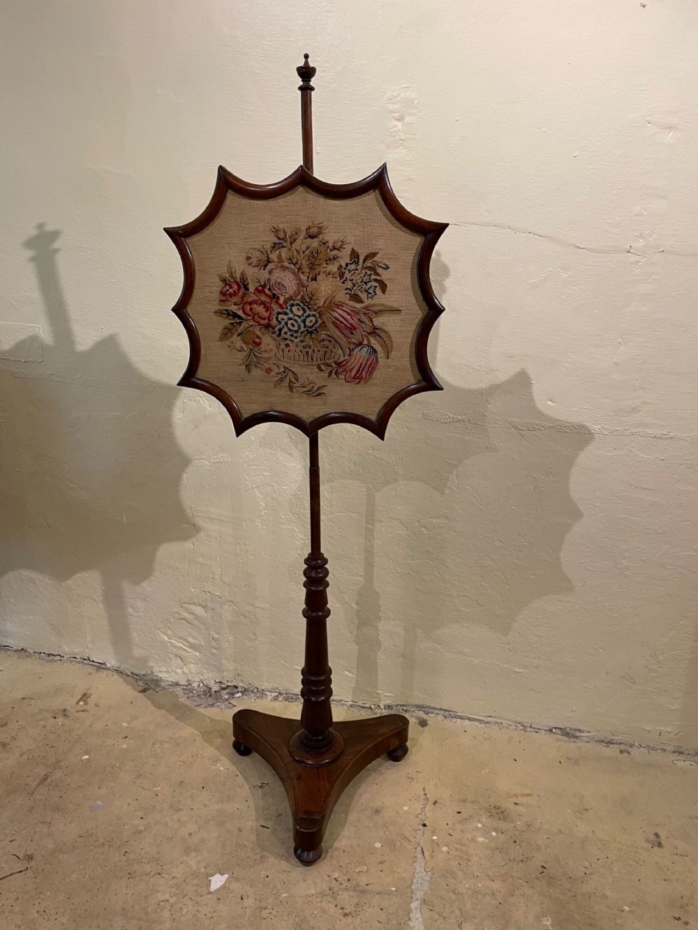 Victorian rosewood pole screen
