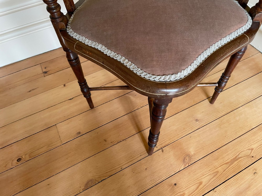 Edwardian Mahogany and Inlaid Corner Chair View IV
