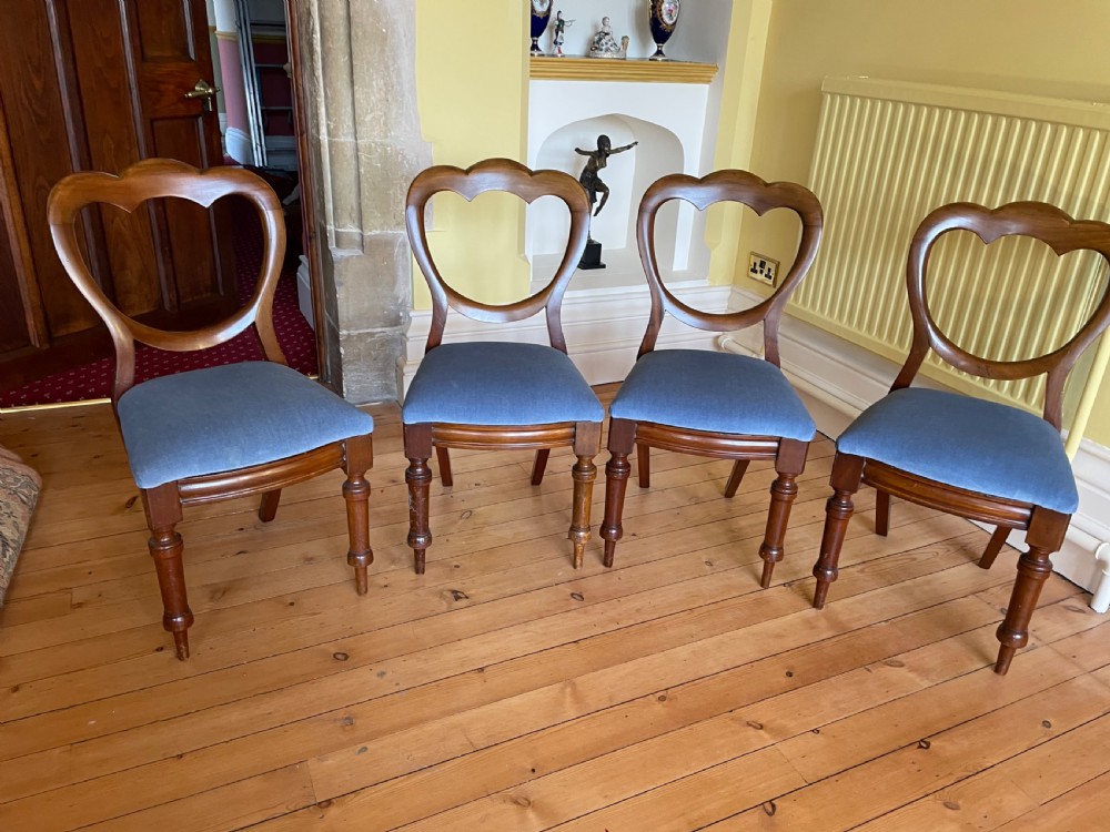 Set of Four Victorian Mahogany Balloon Back Dining Chairs