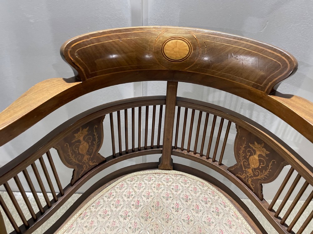 Edwardian Mahogany and Inlaid Corner Chair View III