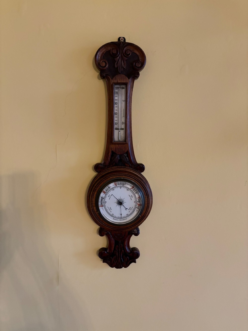 Late Victorian Oak Aneroid Barometer