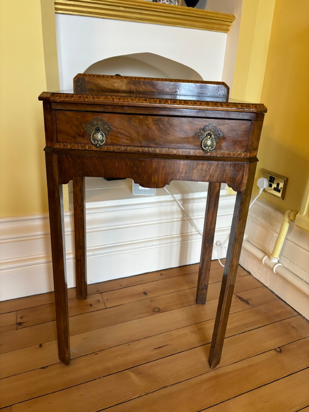 19thc Walnut and Parquetry inlaid side table