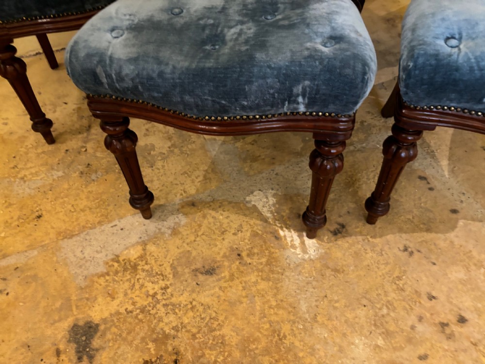 A set of six Victorian mahogany balloon back dining chairs .  View V