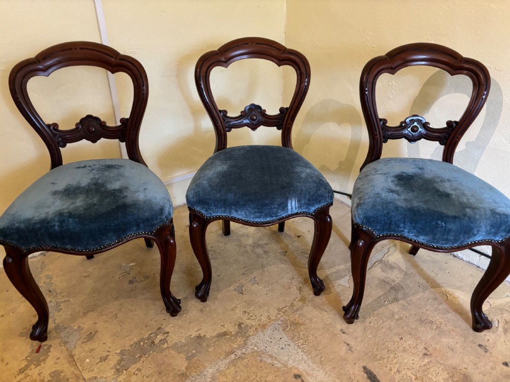 Set of three Victorian mahogany dining chairs View II