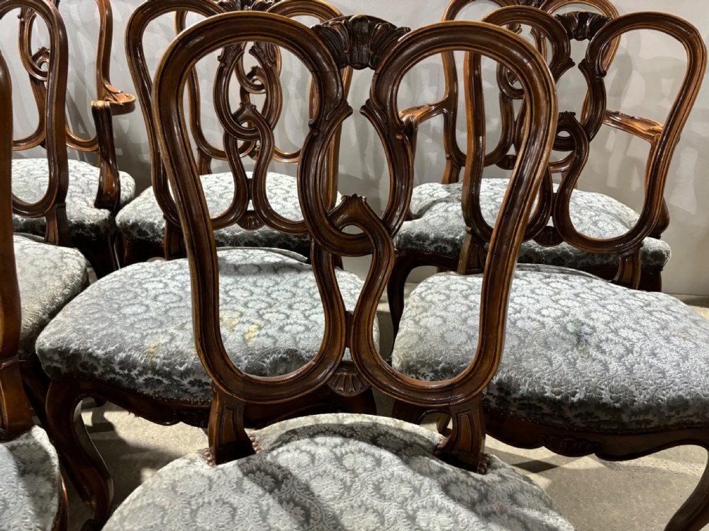 A set of eight French walnut dining chairs c1920 View III