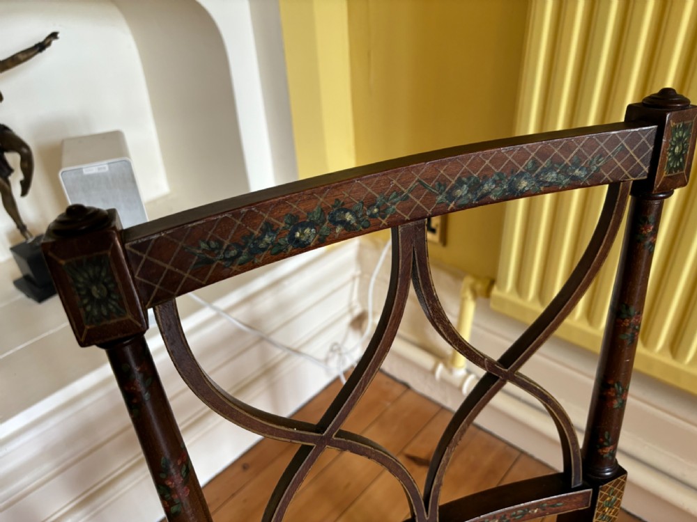 Edwardian mahogany and painted side chair. View II