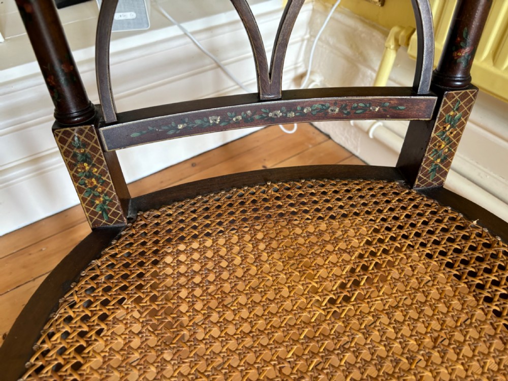 Edwardian mahogany and painted side chair. View IV