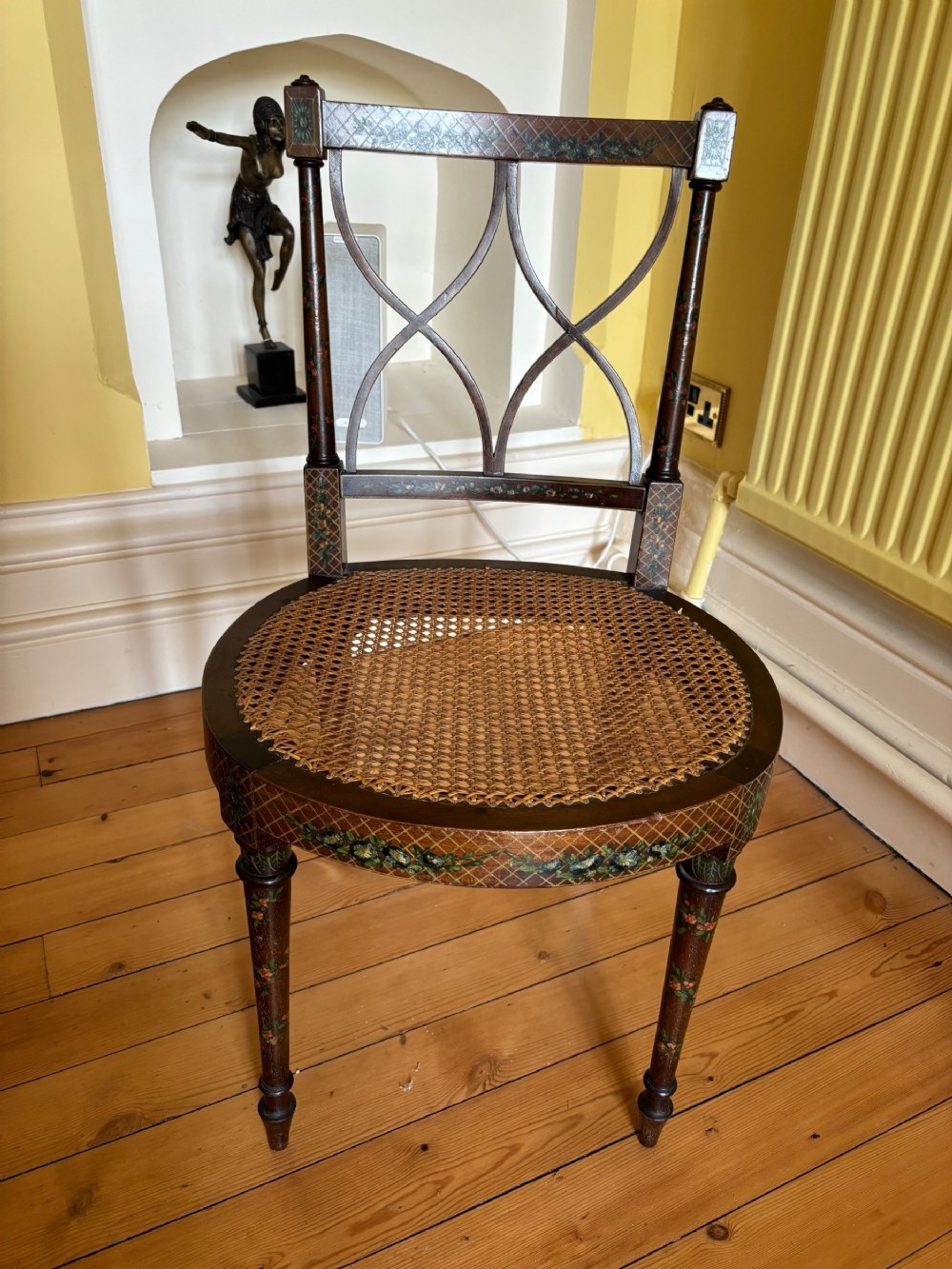 Edwardian mahogany and painted side chair.