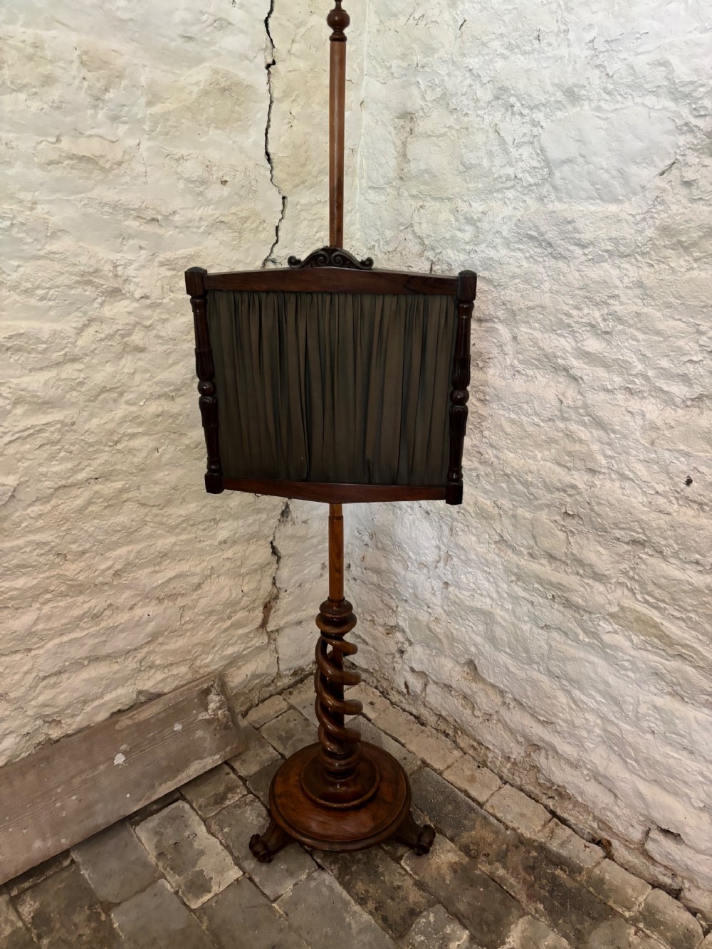 Victorian Walnut Pole screen