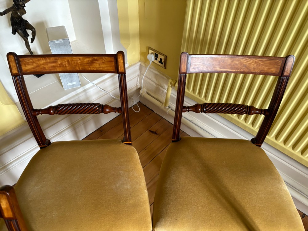 Set of four Regency mahogany and satinwood inlaid  dining chairs View III