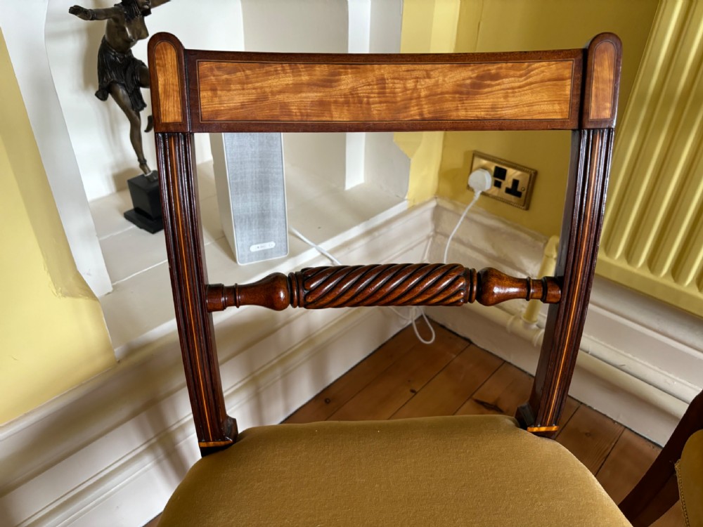 Set of four Regency mahogany and satinwood inlaid  dining chairs View IV