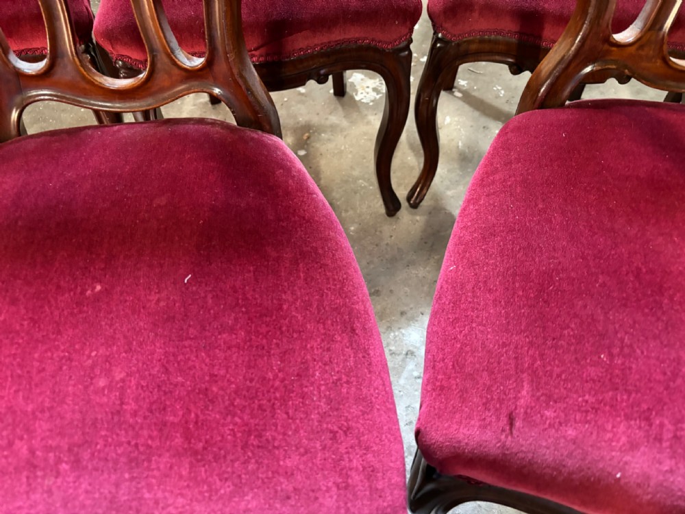 A set of six Victorian mahogany balloon back dining chairs View IV