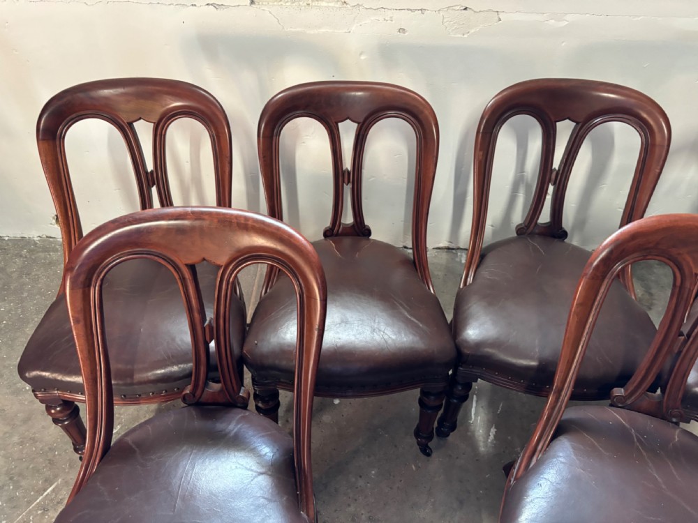A set of six Victorian mahogany dining chairs View III