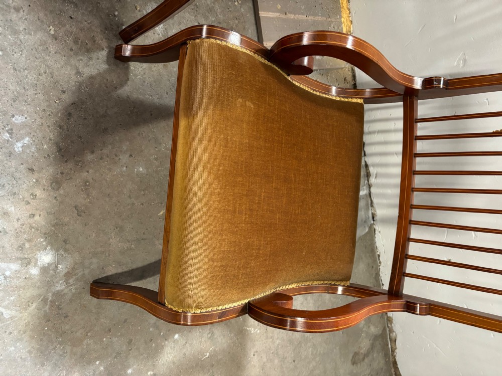 A pair of Edwardian inlaid Ladies Armchairs View V
