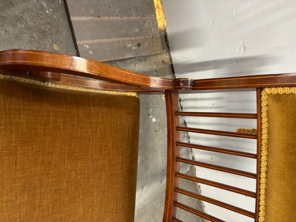 A pair of Edwardian inlaid Ladies Armchairs View VIII
