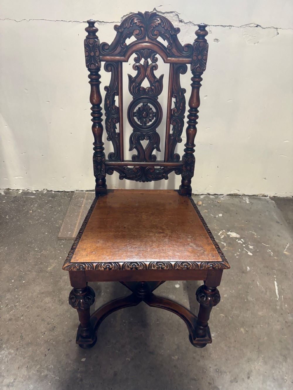 A Victorian carved Oak Hall Chair