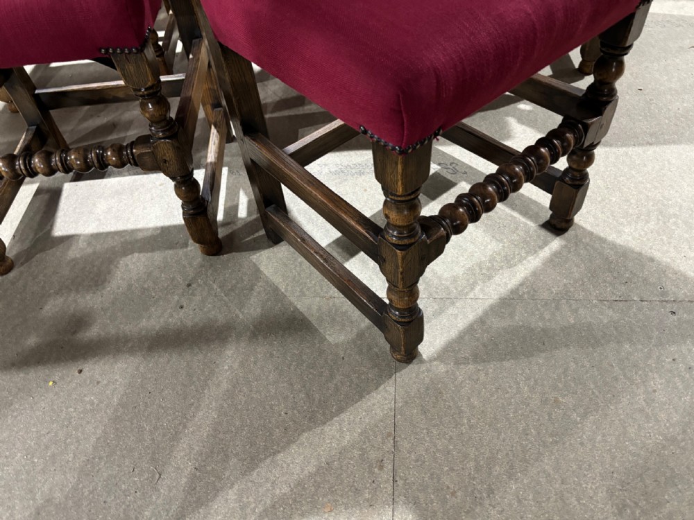 A Set of Nine Oak Carolean Style Dining Chairs c.1920 View VI